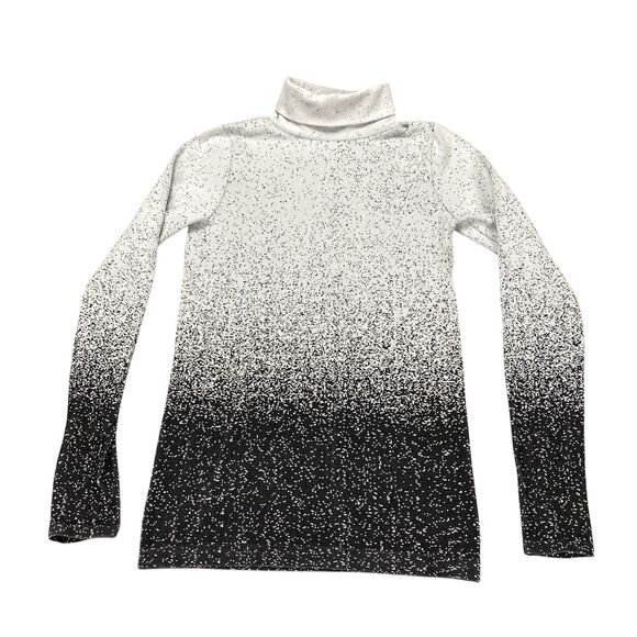Athleta Flurry Blizzard Gradient Turtleneck Shirt Womens Ribbed Top Size Medium - Picture 1 of 14